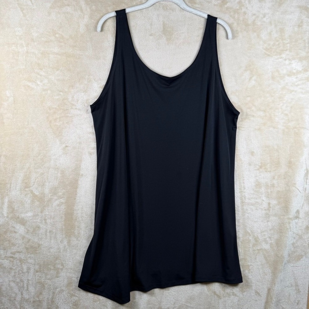 Lisa Bayne Black Asymmetrical Hem Tank Top XXL Sleeveless Scoop Neck Stretch